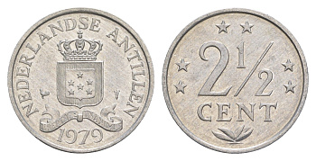Нидерландские Антильские острова (Нидерландские Антилы) 2 1/2 цента 1979 Юлиана (1948-1980) KM 9a алюминий aUNC 4613-259
