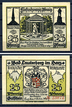 Бад-Лаутерберг (Пруссия) 25 пфеннигов 1921 бумага aUNC 7556-20-4-2