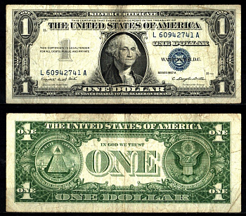 США 1 доллар 1957 Серия A, Джордж Вашингтон Pick 419 a бумага 2119-26-2-1