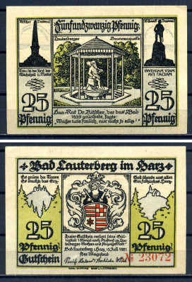 Бад-Лаутерберг (Пруссия) 25 пфеннигов 1921 бумага aUNC 7556-20-4-2