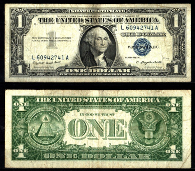 США 1 доллар 1957 Серия A, Джордж Вашингтон Pick 419 a бумага 2119-26-2-1