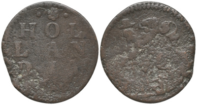 НИДЕРЛАНДЫ, ГОЛАНДИЯ 1 ДУИТ 1716 KM 80 медь 28-1247