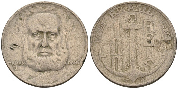 Бразилия 100 рейс 1936 Маркиз Тамандаре KM 536 медно-никель 4115-524