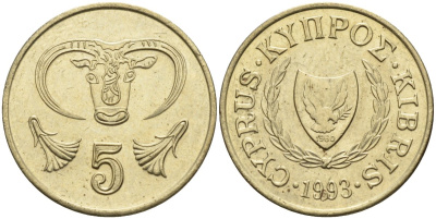 Кипр 5 центов 1993 KM 55.3 никель латунь 4141-1034