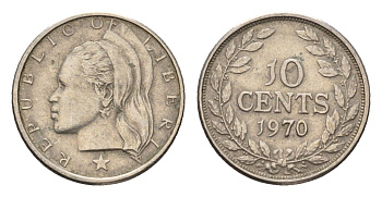 Либерия 10 центов 1970 KM 15a.2 медно-никель 4640-638