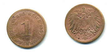 Германия 1 пфенниг 1897 J KM 10, J. 10, Weege 2 медь 54-153