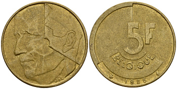 Бельгия 5 франков 1986 Belgique, Бодуэн I (1951-1993) KM 163 алюминиевая бронза 4601-141