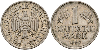 ФРГ 1 марка 1969 J KM 110, J. 385 медно-никель 4187-1043