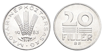 Венгрия 20 филлеров 1983 BP KM 573 алюминий 4665-1214
