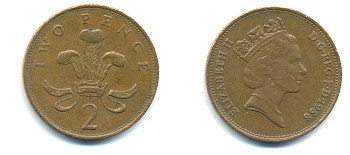 Великобритания 2 пенса 1988 Елизавета II (1952-2022) KM 936, Spink 4376 (C3) бронза 177-832