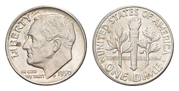 США 1 дайм (10 центов) 1950 KM 195 серебро 1528-943