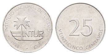 Куба 25 сентаво 1988 туристические деньги, INTUR KM 419 алюминий 62-1045