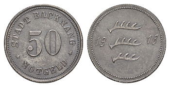 Бакнанг 50 пфеннигов 1918 Funck 25.5, Men05 1171.5, Men18 1511.5 железо 4584-245