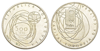 Португалия 500 эскудо 2001 Порту - Культурная столица Европы KM 733 серебро BU 32-744