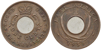 Британская Восточная Африка 1 цент 1959 Елизавета II (1952-) KM 35 бронза 113-1011