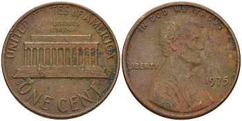 США 1 ЦЕНТ 1975 ЛИНКОЛЬН KM 201 медь цинк 66-1015