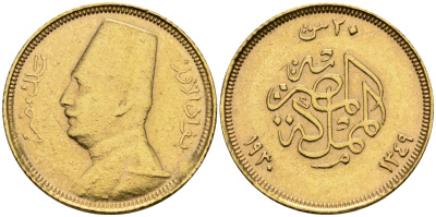 Египет 20 пиастров 1930 Ахмед Фуад I (1341-1355) (1922-1936) KM 351 золото 00-809-42