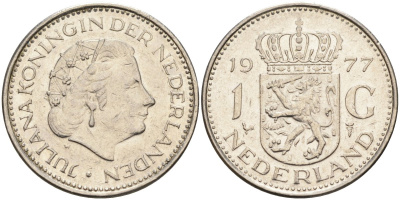 Нидерланды 1 гульден 1977 Юлиана (1948-1980) KM 184a никель 4171-132