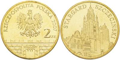 Польша 2 злотых 2007 MW, серия польские города, Старгард-Щециньски (Stargard Szczecinski) KM 613 нордик UNC M19-19