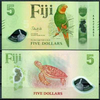Фиджи лот из 5 банкнот ND (2026) 5, 10, 20, 50 и 100 долларов Pick 125, 126, 127, 128, 129  пластик  UNC (пресс) 451-300-2