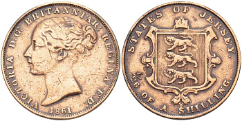 Джерси 1/26 шиллинга 1861 Виктория (1837-1901) KM 2 медь 4517-1011