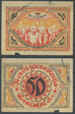 Билефельд 50000000 марок 1922 Grabowski 83 бумага 6285-40-3-1