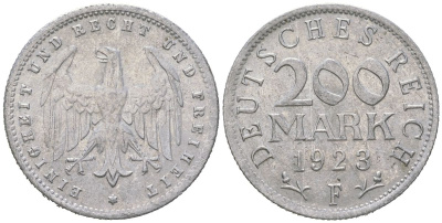 Германия 200 марок 1923 F KM 35 алюминий aUNC 34-145
