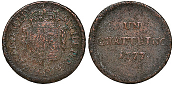 Италия, Милан, Ломбардия 1 кватрино 1777 Мария Терезия KM 182 медь 00-00