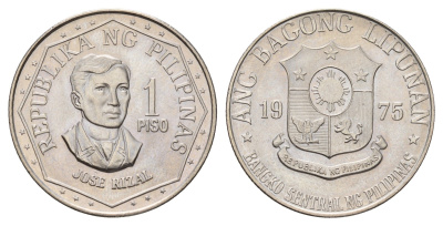 Филиппины 1 писо 1975 Хосе Рисаль KM 209.1 медно-никель UNC 60-552