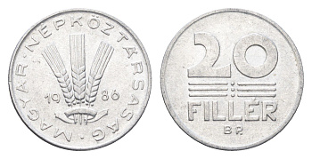 Венгрия 20 филлеров 1986 BP KM 573 алюминий 4665-1254