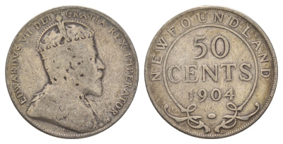 Ньюфаундленд 50 центов 1904 Эдуард VII (1901-1910), Канада KM 11 серебро 11-117-53