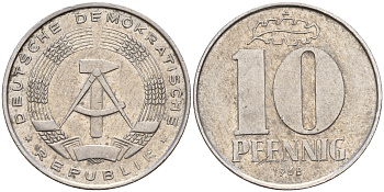 ГДР 10 пфеннигов 1968 А KM 10 алюминий    4161-1254