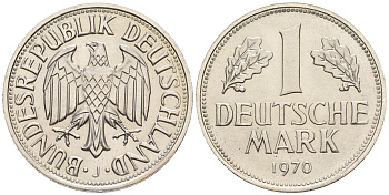 ФРГ 1 марка 1970 J, KM 110, J. 385 медно-никель 60-1156