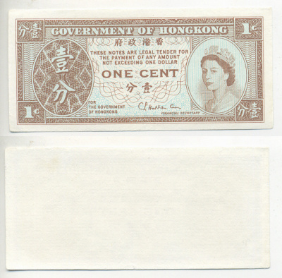 ГОНКОНГ 1 ЦЕНТ 1971-1981 ПОДПИСЬ 2 Pick 325 b бумага UNC (ПРЕСС) 7220-39-2-1