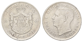 Румыния 500 лей (леев) 1944 Михай I (1940-1947) KM 65 серебро 58-1021