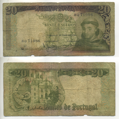 Португалия 20 эскудо 1964 Антоний Падуанский Pick 167 a бумага 6299-31-1-1