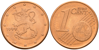 Финляндия 1 евроцент 1999  KM 98 сталь плакированная медью  UNC  4160-364