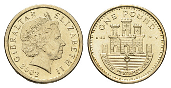 Гибралтар 1 фунт 2002 KM 869 никель латунь UNC 4666-345