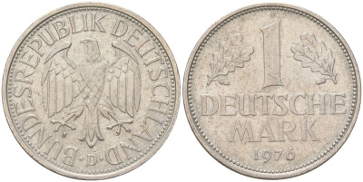 ФРГ 1 марка 1976 D KM 110 медно-никель 4143-142