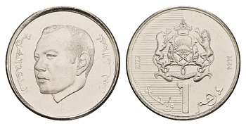 Марокко 1 дирхам 2023 Мохаммед VI KM 139 никелированная сталь  UNC  M66-08