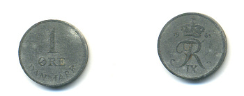 ДАНИЯ 1 ЭРЕ 1965 С; S, ФРЕДЕРИК IX (1947-1972) KM 839.2 цинк 176-715