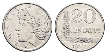 Бразилия 20 сентаво 1977 KM 579.1a нержавеющая сталь UNC 4663-526