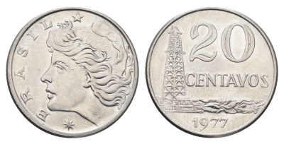 Бразилия 20 сентаво 1977 KM 579.1a нержавеющая сталь UNC 4663-526