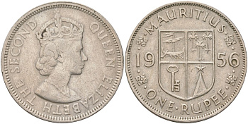 Маврикий 1 рупия 1956 KM 35 медно-никель 4367-626