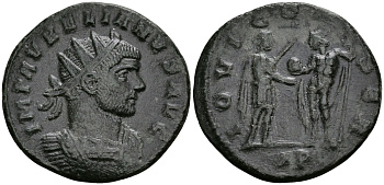 Римская Империя аврелианиан 274 Аврелиан IOVI CONSER Сисция Good Very fine RIC 225 бронза 1073-3-10-1
