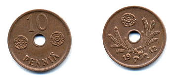 ФИНЛЯНДИЯ 10 ПЕННИ 1942 KM 33.1 медь 51-4969