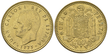 Испания 1 песета 1975 (79) Хуан Карлос I (1975-2014) KM 806 алюминиевая бронза 54-812