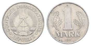 ГДР 1 марка 1977 KM 35.2 алюминий 4675-515