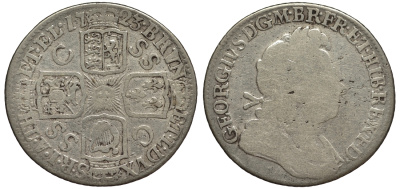 Великобритания 1 шиллинг 1723 SSC, Георг I (1714-1727) KM 558.1, Spink 648 серебро 00-00