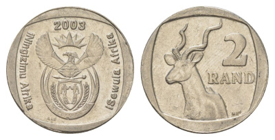 ЮАР 2 ранда 2003 KM 335 медь плакированная никелем UNC 4626-1251